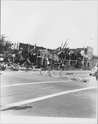 Scenes of the rubble following the fire at the Continental Hotel, Petaluma, California, May 5, 1968]