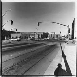 Santa Rosa Plaza under construction from B Street south of Third Street, Santa Rosa, California, 1981