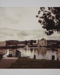 Sunset view across the turning basin of the Petaluma River, Petaluma, California, October 1981