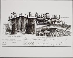 Invoice of the Sonoma Lumber Company, Inc, 319 Pine Street, San Francisco, California, February 28, 1895