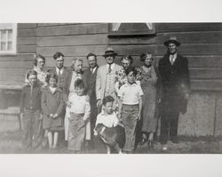 Picnic participants at the rural home of Edward L. Anderson, also known as Edward Burghgren, Petaluma, California, February 1939