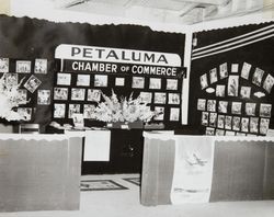 Petaluma Chamber of Commerce exhibit, possibly at the Sonoma-Marin Fair, Petaluma, California, 1940s