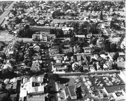 Aerial view of Santa Rosa, California, looking north from 7th and A Streets, September 25, 1962