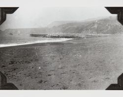 Construction of the jetty at the mouth of the Russian River at Jenner, California, December 1932