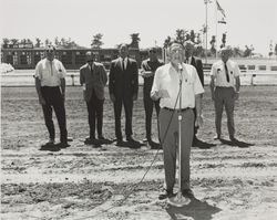 Sonoma County Fair Board member and others on the Racetrack, Santa Rosa, California, about 1966