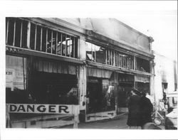 Aftermath of June 21, 1942 fire at Rex Hardware when it was at 5 Main Street, Petaluma, California