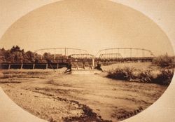 Dam and bridges across Russian River at Healdsburg