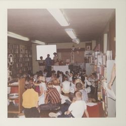 Awards ceremony for the children in the Cat in the Hat Reading Club, Carnegie Library, Santa Rosa, California, October 1959