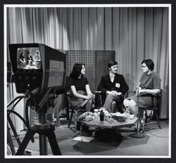 Librarian Linda Phillips in the CableVision 6 television studios