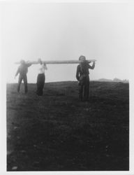 Erecting a flag pole at Bodega Bay