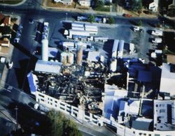 Aftermath of fire at the California Cooperative Creamery, Aug. 1975