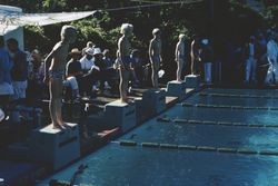 Sebastopol Sea Serpents swim meet at Ives Pool, Sebastopol, California, June 1973