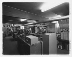 Technicians in the work area at M. L. Bruner Company, Santa Rosa, California, 1964