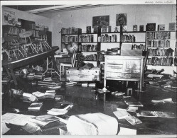 Inside the school library during the flood at Monte Rio School in Monte Rio, California, February 14, 1986