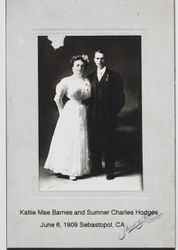 Portrait of Katie Mae Barnes and Sumner Charles Hodges, Sebastopol, California, June 6, 1909