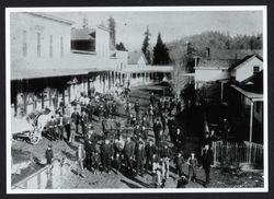 Early gathering of Guerneville citizens on Main Street