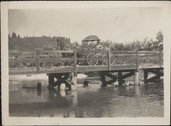 Schluckebier family with horse and buggy along the Russian River, Guerneville, California, about 1904