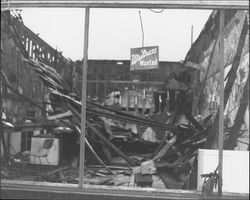 Remains of fire on East Washington Street, Petaluma, California, 1978