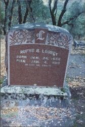 Rufus B. Looney grave marker at Faught Cemetery, west of Windsor, California