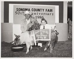 Chip Fisher and his Grand Champion hog at the Sonoma County Fair, Santa Rosa, California, 1986