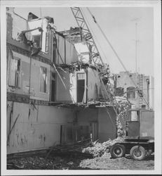 Shovel dismantling the American Hotel, Petaluma, California, summer, 1966