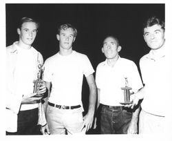 Old Adobe Fiesta kayak race winners, Petaluma, California, 1966