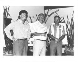 Dick Goodwin, Allan Hemphill, and Kerry Damskey at an Associated Vintage Group gathering in Sonoma County, California, August 1993