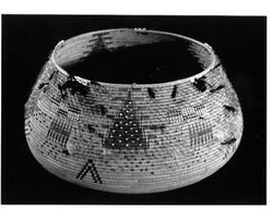 Wappo Indian basket, Salinas, California, 1980