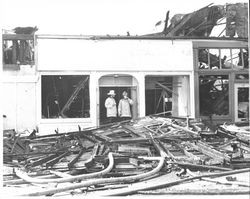 Scenes of the rubble following the fire at the Continental Hotel, Petaluma, California, May 5, 1968]