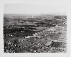 Aerial view of Santa Rosa Metropolitan Airport and Highway 101 area north of Santa Rosa, California, 1960
