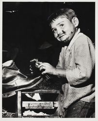 Billy Joe Gonzales shines shoes at the Sonoma County Fair, Santa Rosa, California