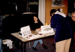 Denise Kruse selling note cards at the Central Santa Rosa Library open house of November 7, 1999