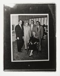 Flora and Melvin Cobb with 3 unidentified men at the opening of the Holiday Bowl, Santa Rosa, California, 1959