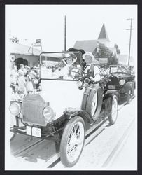 Glen and Betty Gulick in their 1915 Ford at the Gala Day Parade, Sebastopol , California, 1959