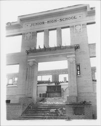 Demolishing Petaluma Junior High School, Petaluma, California, about 1960