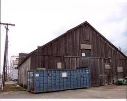 Exterior of livery stable that stood at the corner of D and First Streets, Petaluma, California, Sept. 25, 2001