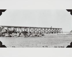 Construction of the jetty at the mouth of the Russian River at Jenner, California, October 10, 1933