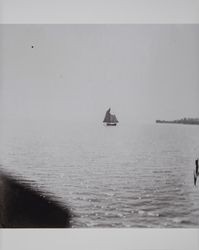 Schooner heads out to sea from Tomales Bay, California, about 1890