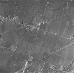 Aerial view of Fulton, California, and surrounding area, 1961