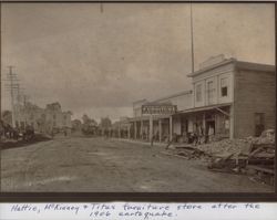 Hattie, McKinney & Titus Furniture Store on Fourth Street, Santa Rosa after the 1906 earthquake