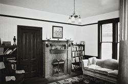 Fireplace in the Sweet House at 607 Cherry Street, Santa Rosa, California