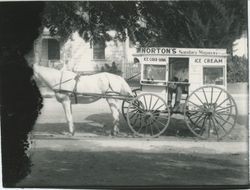 Norton's sanitary wagon--ice cold soda, ice cream, Petaluma, California, 1915