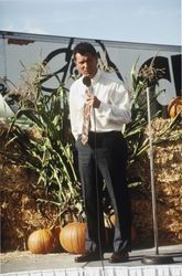 Dan Benedetti speaking at the Clover Stornetta open house held at the Clover Stornetta processing plant, 91 Lakeville Street, Petaluma, September 28, 1991