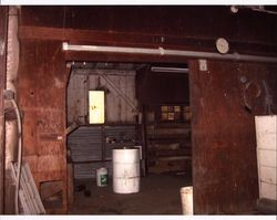 Interior view of the livery stable that stood at the corner of D and First Streets, Petaluma, California, Sept. 25, 2001