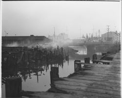 Remains of fire on East Washington Street, Petaluma, California, 1978