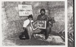 Stephen G. Evans and his 4H Supreme Champion Market hog at the Sonoma County Fair, Santa Rosa, California, 1985