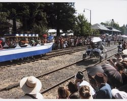 Wonkatania and the Flying Quagmire race at the 2nd annual Great Handcar Regatta at Railroad Square, Santa Rosa, Sept. 27, 2009