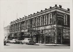 Scaffolding surrounding the building at 200 Washington Street, Petaluma