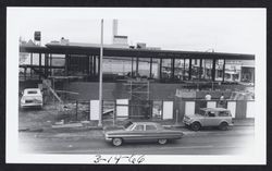 Front of the Sonoma County library during construction looking west