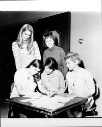 Registering Miss Sonoma County candidates, Santa Rosa, California, 1968